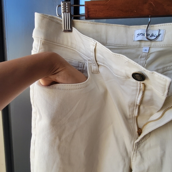 NWT STUDIO BLUE SUPER HIGH RISE & WIDE LEG WOMENS PANTS OFF WHITE JEANS SIZE 12 - Picture 5 of 8